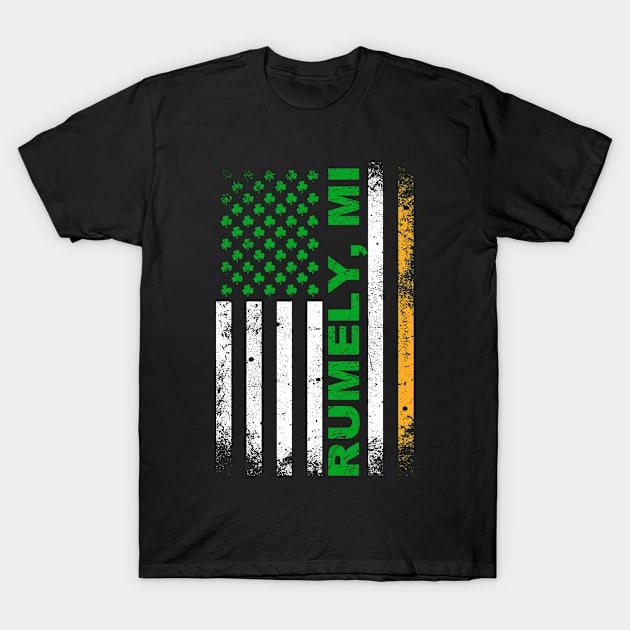 Irish American Flag RUMELY, MI T-Shirt by Curry G